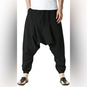 New Mens Hippie Pants Casual Drawstring Baggy Boho Yoga Low Crotch Trousers